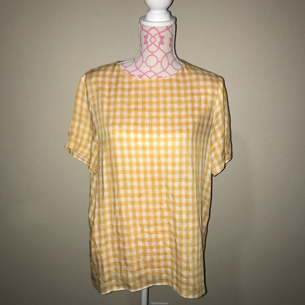 Cremieux gingham short sleeve blouse